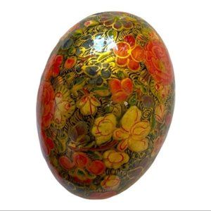 Vintage Paper Mache Kashmiri Style Lacquered Decorated Egg
